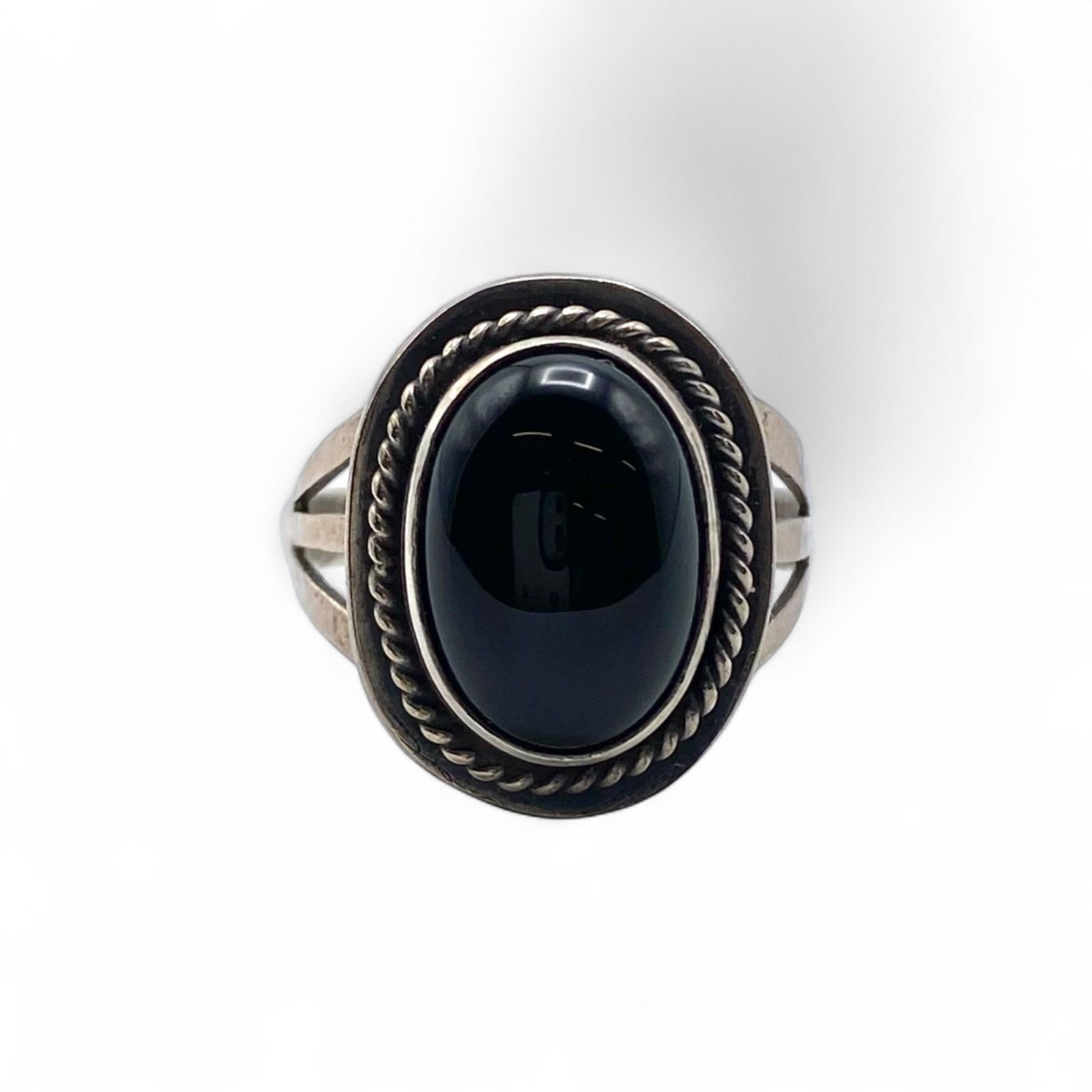 ブラックオニキス】オーバル Silver 925 刻印 90s Vintage Ring