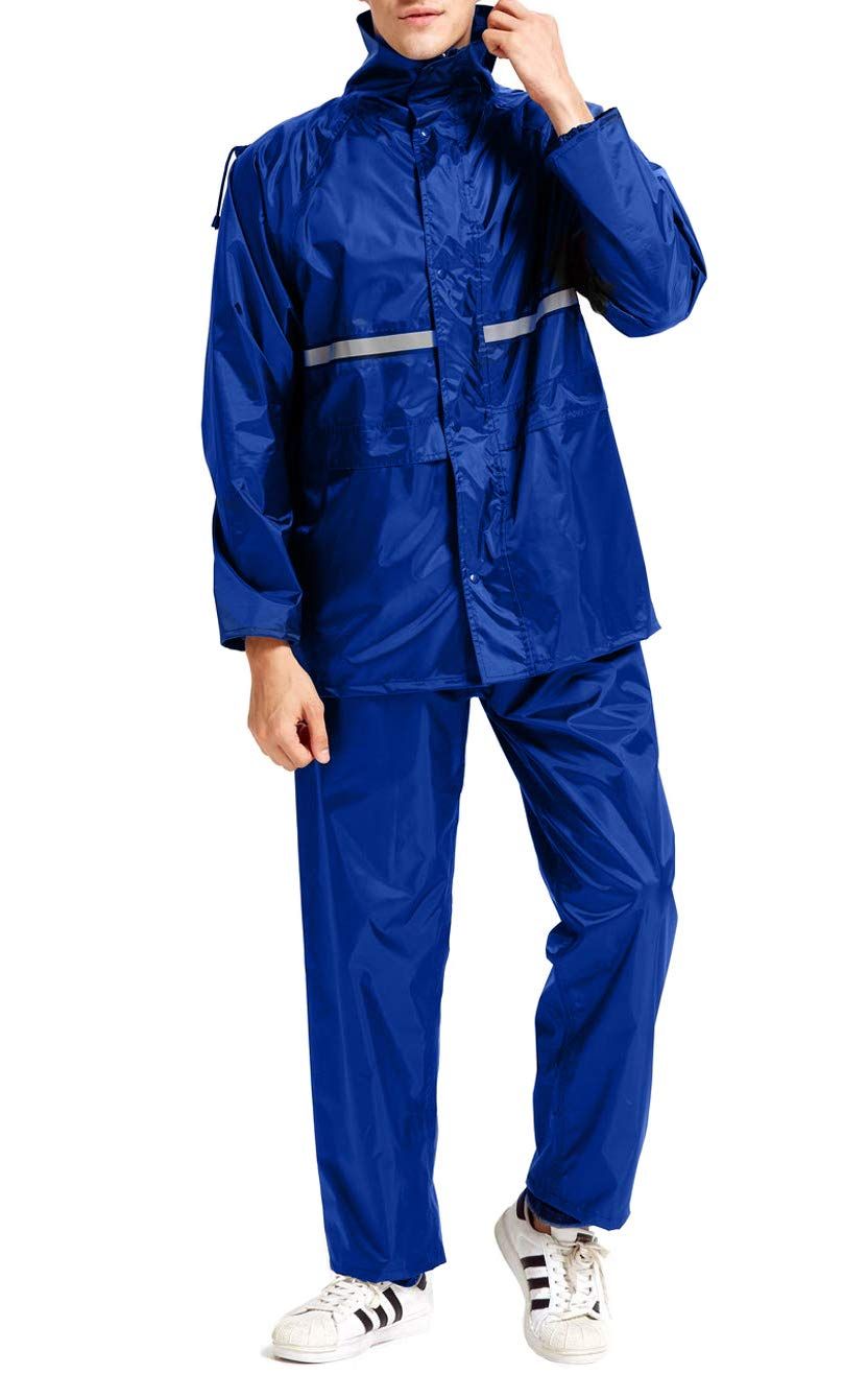 MaxWant レインウェア レインスーツ レインコート アウトドア 上下セット 通気メッシュ 着脱式合羽 透湿 防水 撥水 バイク 自転車 通学 通勤 男女兼用 収納袋付き (ブルー M)