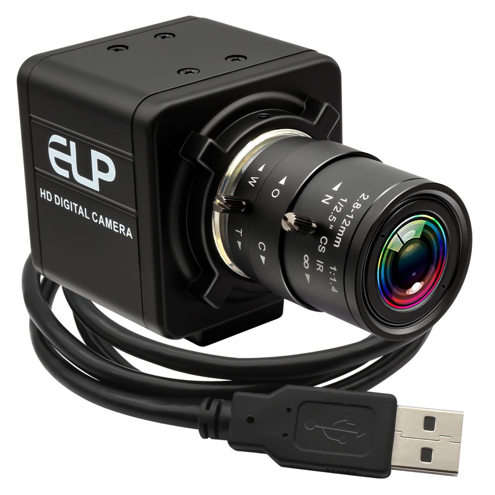 ELP ガンカメラ 2.8-12mm可変焦点レンズ USBウェブカメラ 100fps 光学4倍ズーム Webカメラ 200万画素 高速Webかめら 4倍ズームWeb会議用カメラ CMOS OV2710 1080P 30fpsズームカメラ Windows