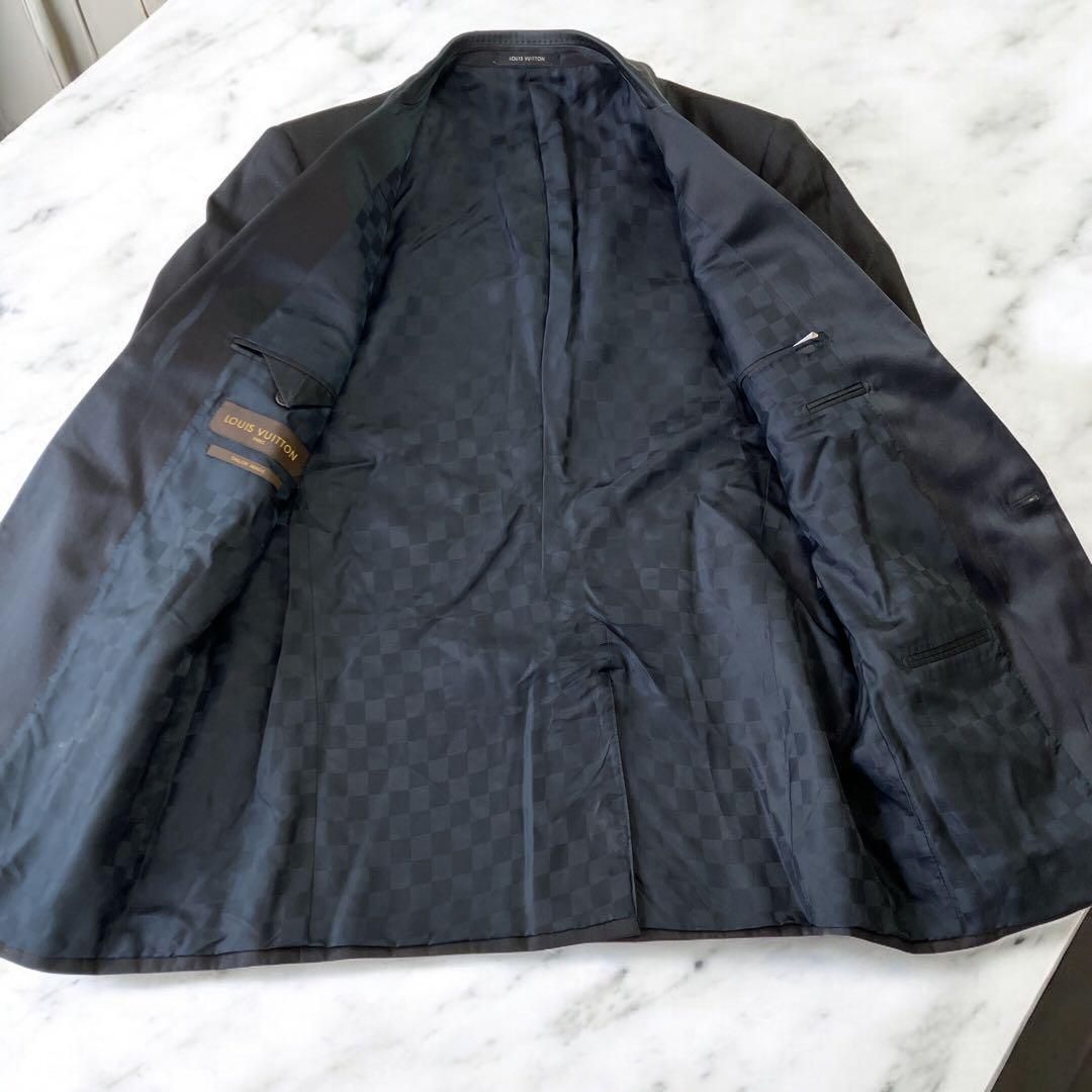 ヴィトン ダミエ テーラードジャケット 54 RM101F シルク 裏地総柄