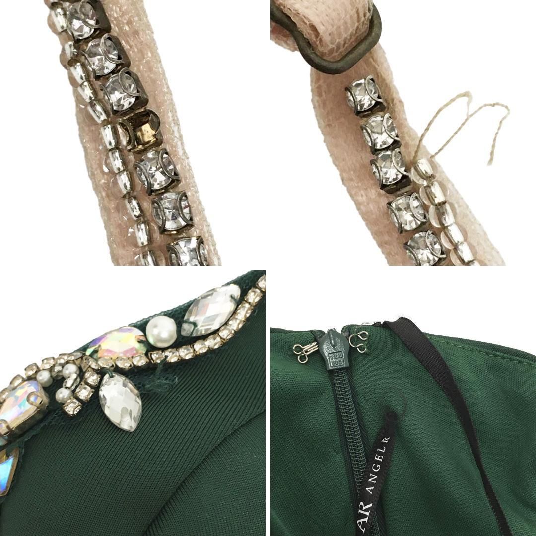 AngelR フロントV ビジュー アシンメトリー レース タイトミニドレス XSサイズあり【ANGEL R/エンジェルアール】フロントビジュー