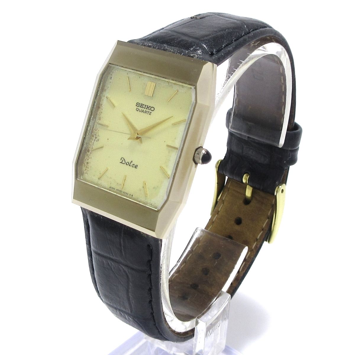 極上　セイコー ドルチェ 6030-5530R 金ワッフル 美品 新品電池交換済 セイコー ドルチェ クォーツ6030-5510 電池交換済み 極上 セイコー