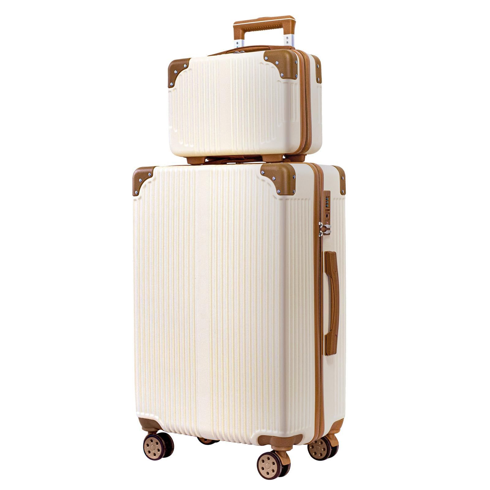 Color Beige_Size Small Xindzy スーツケース キャリーバッグ キャリーケース 機内持込 TSAローク搭載 超軽量 大型 静音 ダブルキャスター 耐衝撃 360度回転906 S ベージュー