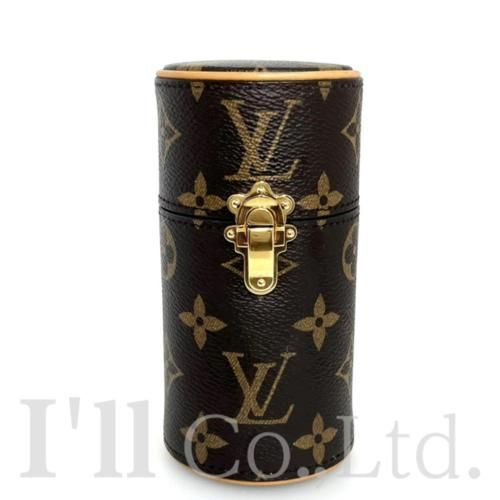Louis Vuitton　ルイ・ヴィトン　トラベルケース　LS0153　モノグラム　ブラウン　ゴールド金具　ブランド小物　100ml　香水ケース　LVフレグランス専用　小物入れ　筒形　ポーチ　モノグラム