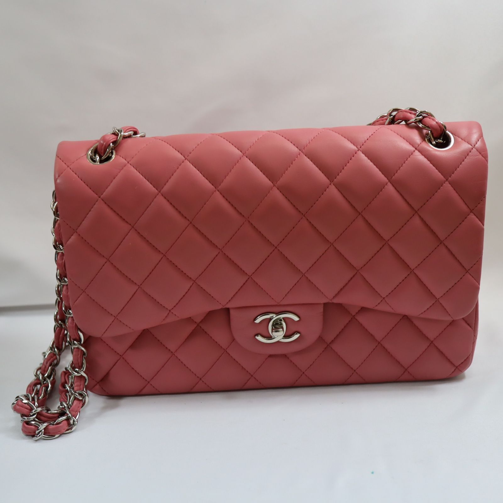 鑑定済］CHANEL ダブルフラップマトラッセクラシックラムスキン