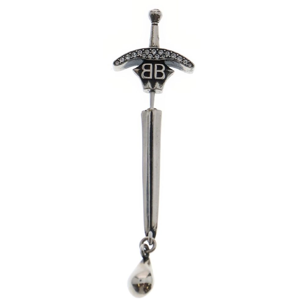 BALENCIAGA バレンシアガ Goth Sword ゴスソード BBロゴ 片耳 ピアス シルバー