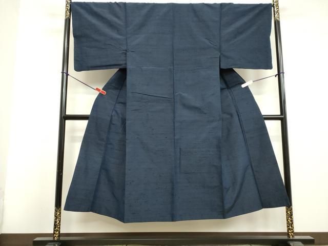 平和屋着物○男性 紬 ネービーブルー色 正絹 逸品 DAAV3470du 