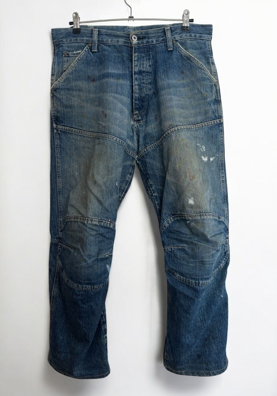 ≪G-STAR RAW≫ SHORTCUT ELWOOD ペイントヴィンテージ加工 立体裁断 バイカーズデニムジーンズ