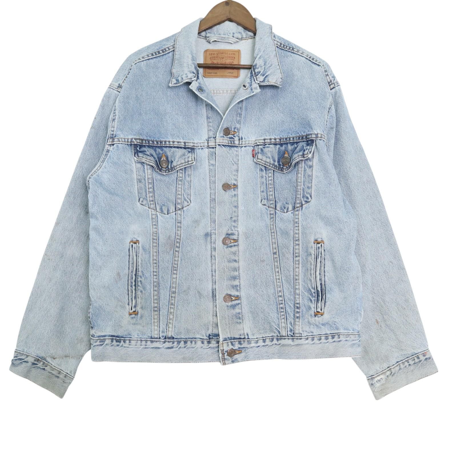 90年代 USA製 Levi's リーバイス 70507-0389 デニムトラッカージャケット ブルー (メンズ L) 中古 古着 A4360 90年代 USA製 Levi's リーバイス 70507-0389 デニムトラッカー