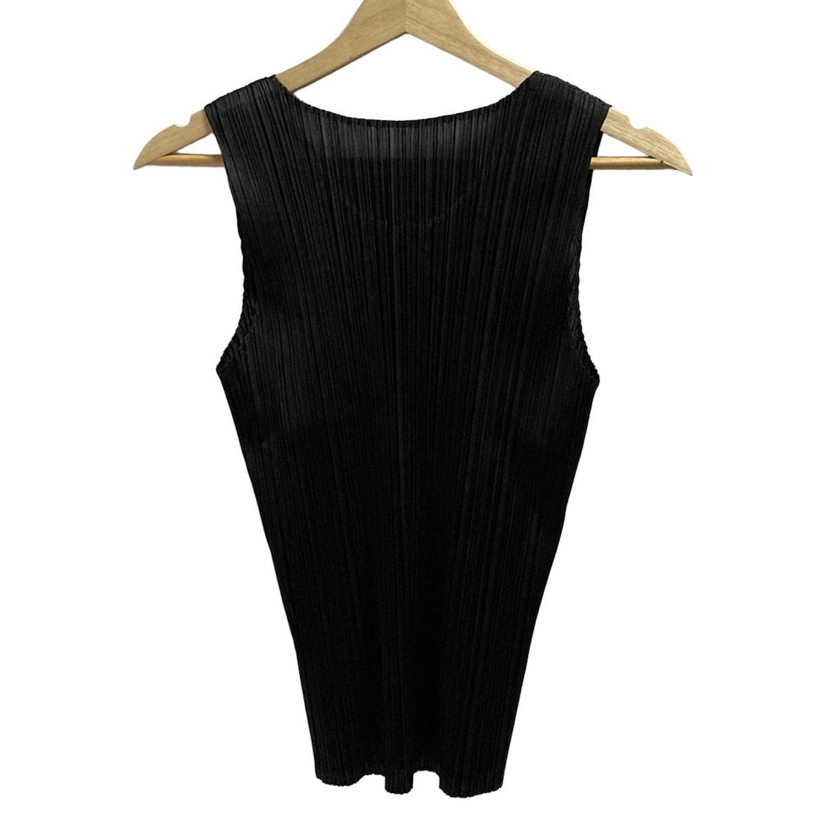 PLEATS PLEASE プリーツプリーズ ノースリーブカットソー サイズ4 XL レディース - 黒 クルーネック プリーツ