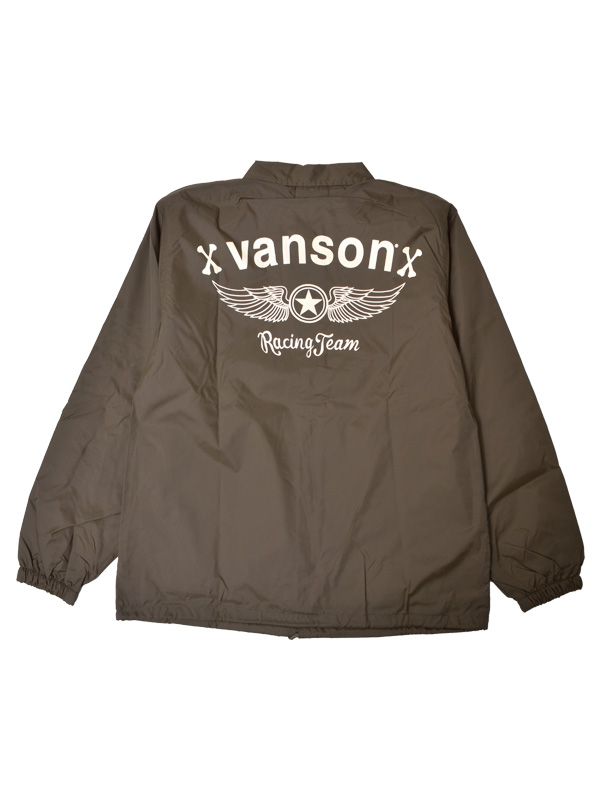 VANSON バンソン コーチジャケット 背面ロゴ フルジップ スター VANSON バンソン ワンスターウイング ナイロン コーチジャケット