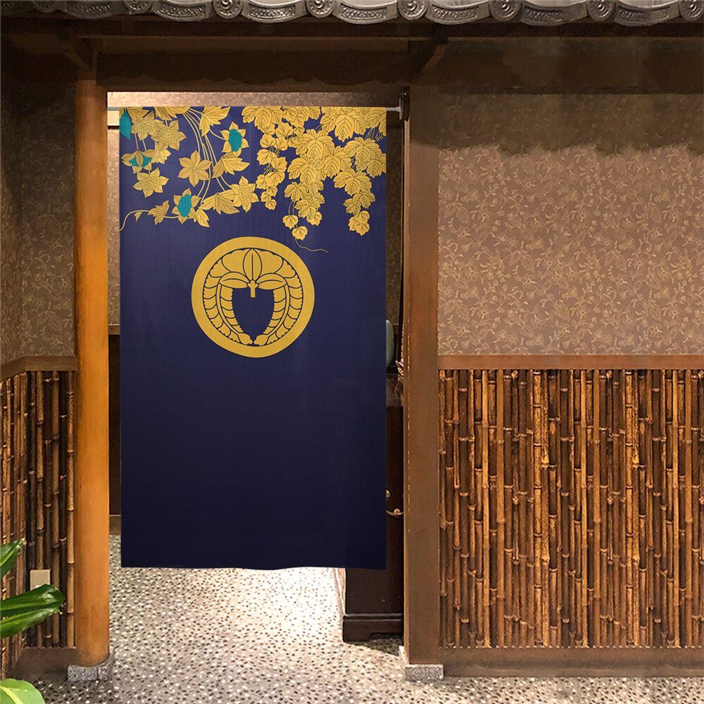 【SIMON BAKER】のれん「家紋  丸に下がり藤  蔓草」85x150cm ×2枚セット【日本製】目隠し  暖簾  家紋  歴史  伊藤若冲 【家紋のれん】【匿名配送 らくらくメルカリ便 全国送料無料】