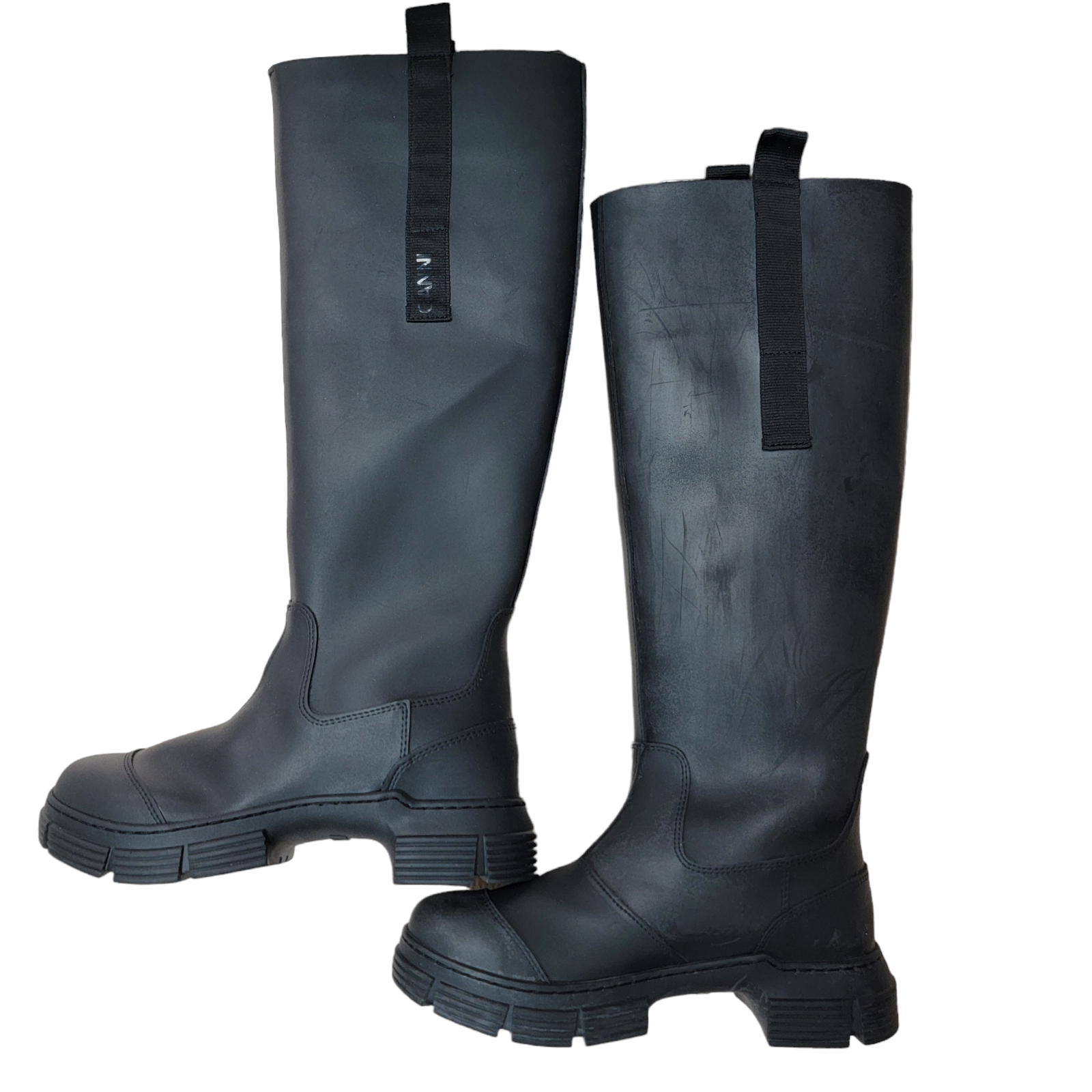 【新品】税込46,200円 23AW ガニー GANNI ロングブーツ Recycled Rubber Country Boot ニーハイブーツ 37 レインブーツ 23,5㎝ ラバーブーツ 黒 ロングブーツ