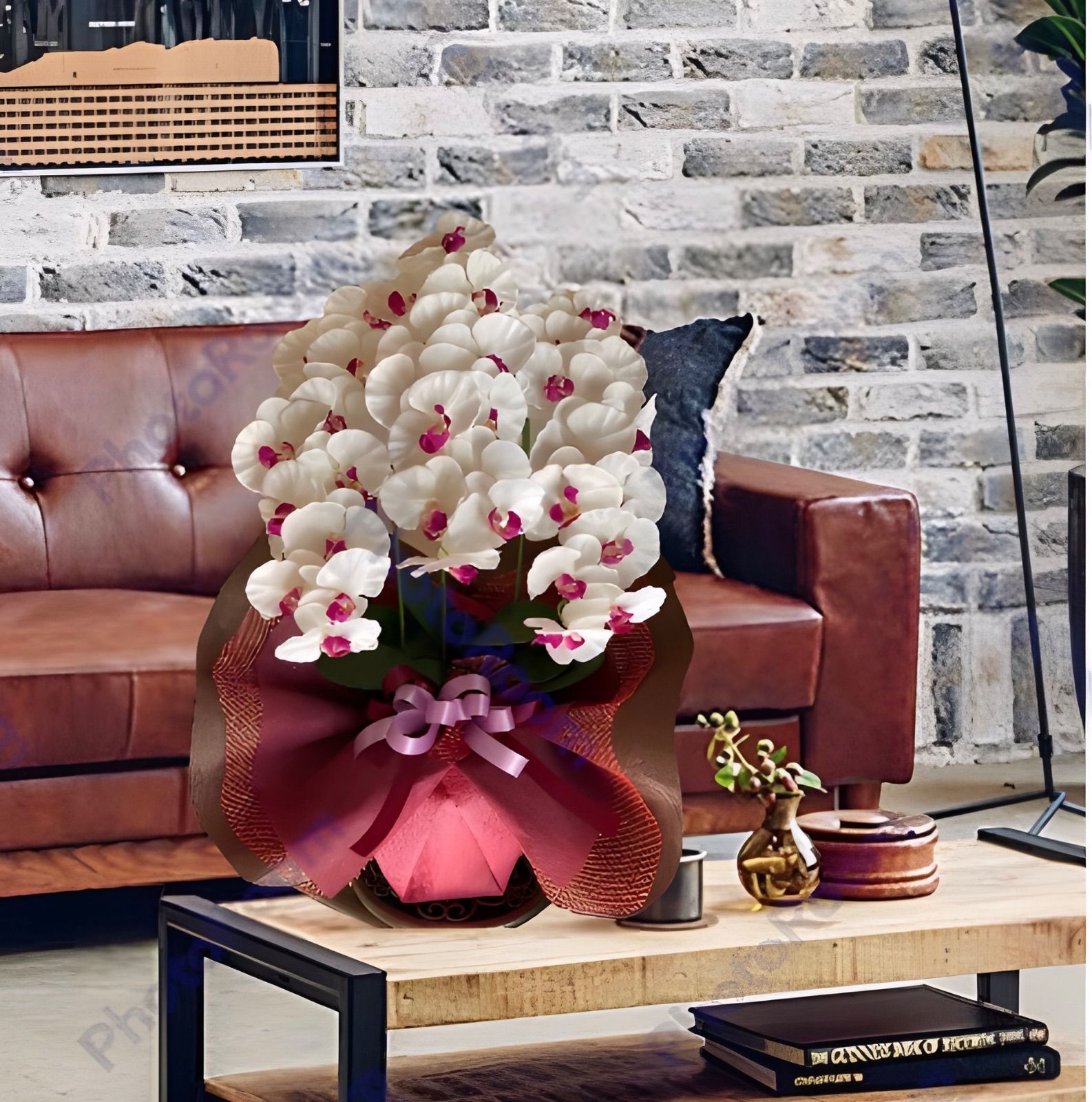 光触媒 人工観葉植物 ウォールグリーン フェイクグリーン 胡蝶蘭8045@gP