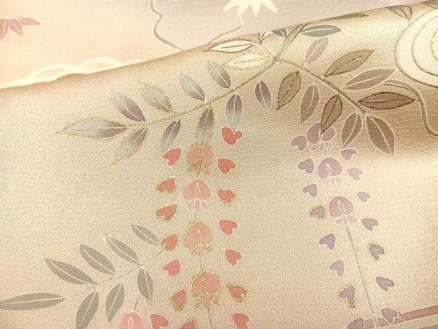 平和屋着物○訪問着 草花文 暈し染め 金彩 正絹 逸品 AABB1475ph