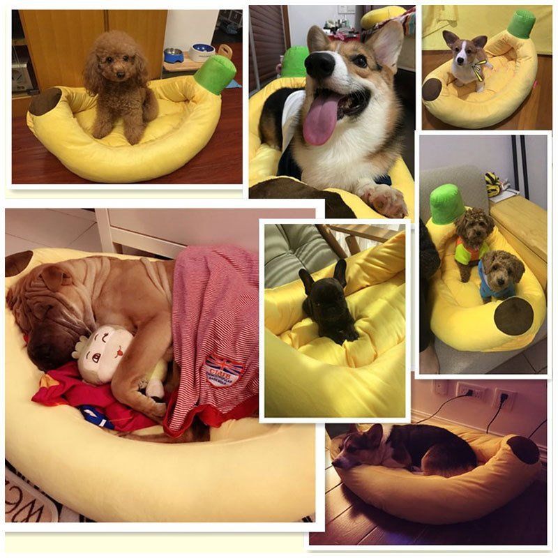 メーカー直送 ペットベッド バナナ型ベッド バナナ 犬ベッド 猫犬用ベッド L