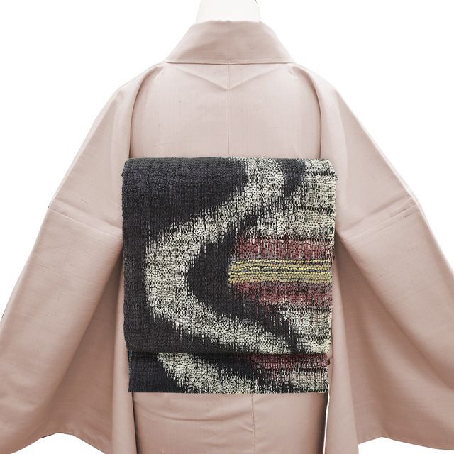 新古品】 名古屋帯 開き仕立て 紬 八寸 正絹 米沢 米澤 手織り