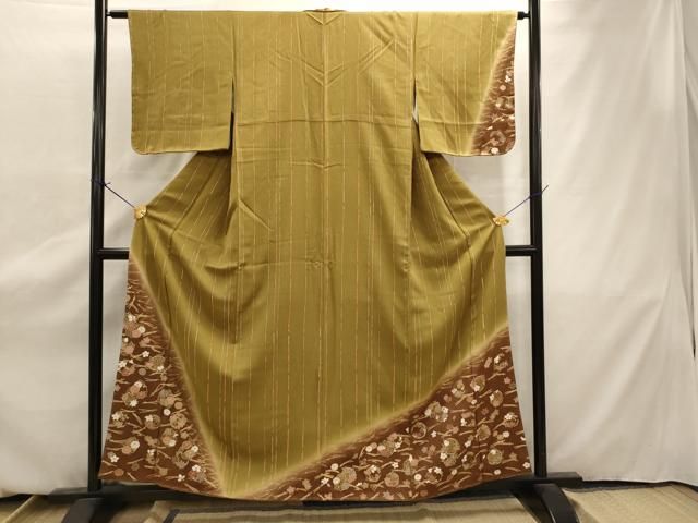 平和屋着物□訪問着 松葉花丸文 暈し染め 金彩 正絹 逸品 未