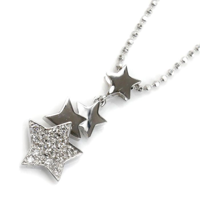 GOLDEN DEW K18WG ホワイトゴールド ポラリス ネックレス ダイヤモンド0.20ct 4.4g 41cm レディース