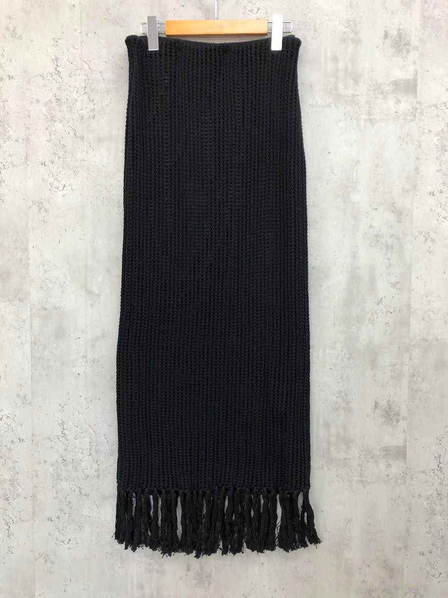 APSTUDIO エーピーストゥディオ メッシュ フリンジ スカート size38|黒 ◎レディース
