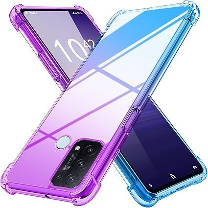 OPPO Reno5 A ケース クリア 薄型 グラデーション色 ケース 軽量 tpu 耐衝撃 スマホケース 透明 米軍MIL規格取得 おしゃれ 黄変防止防塵一体型 人気 オッポ リノ5 a 携帯カバー パープルブルー MD-SXJB-11