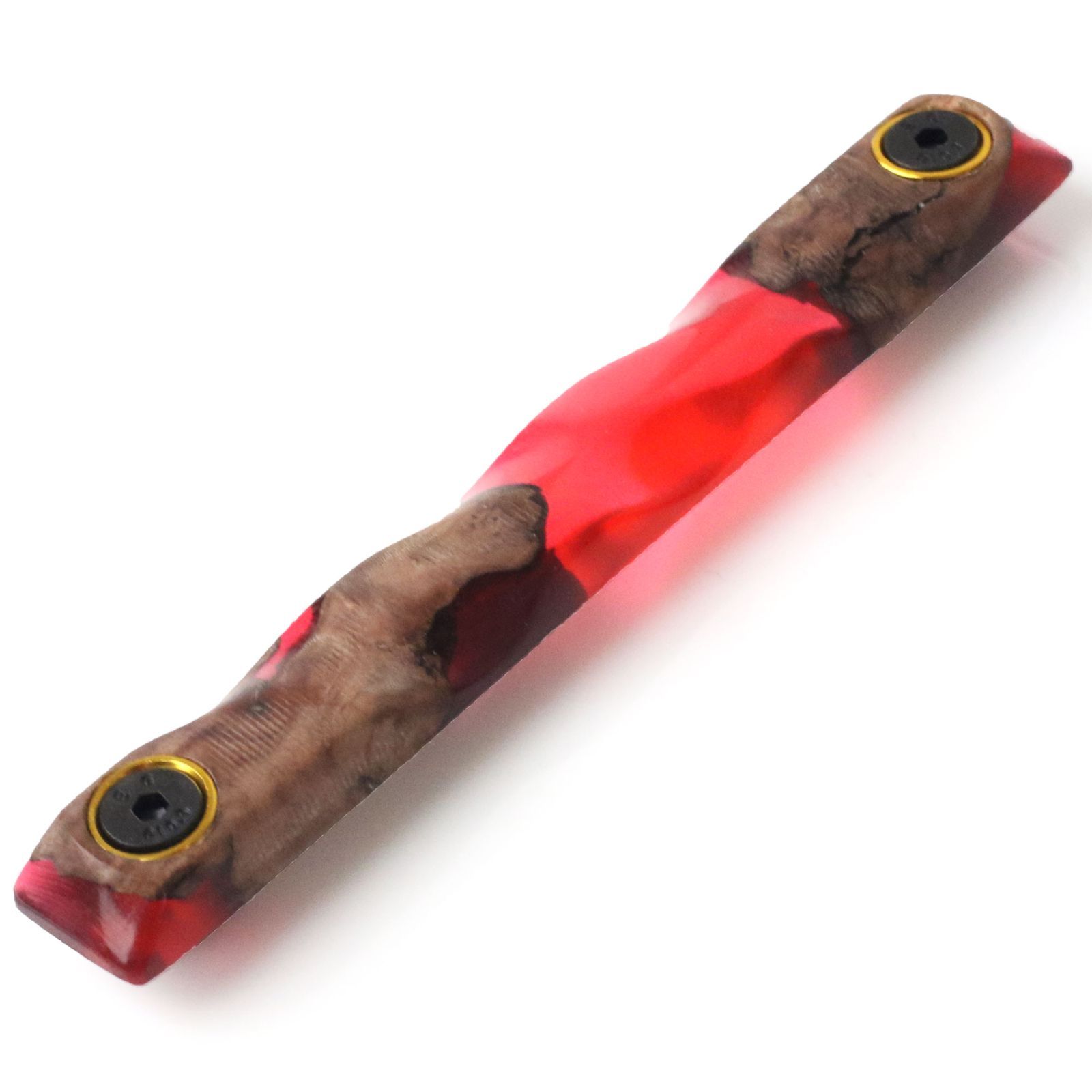 【一点物】SHENKEL 木製 ウッドレジン レイルカバー M-Lok用 赤 レールカバー ニス加工 リング付き ウォールナット 11cm  右利き用 ハンドガードカバー 日本製