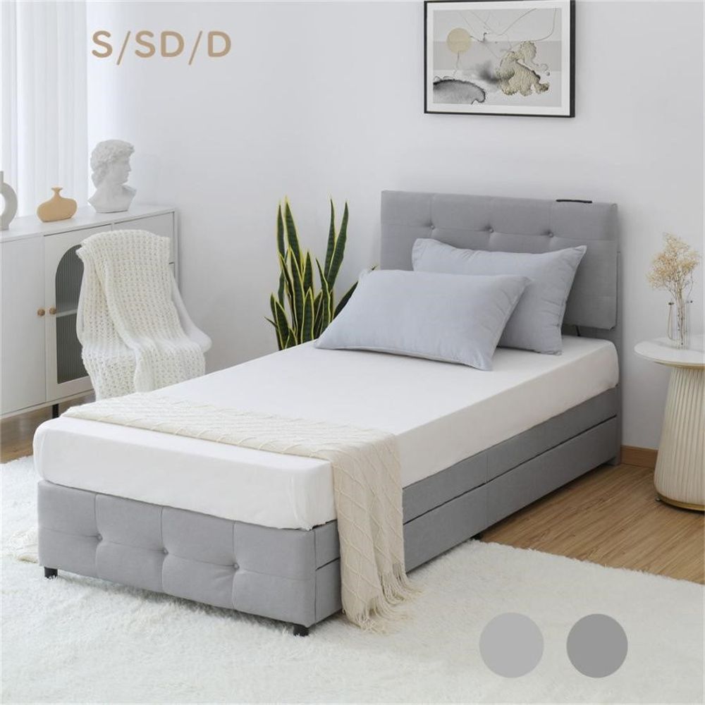 厚さ10cmマットレス付き】ファブリックベッドセミダブル 引布貼り