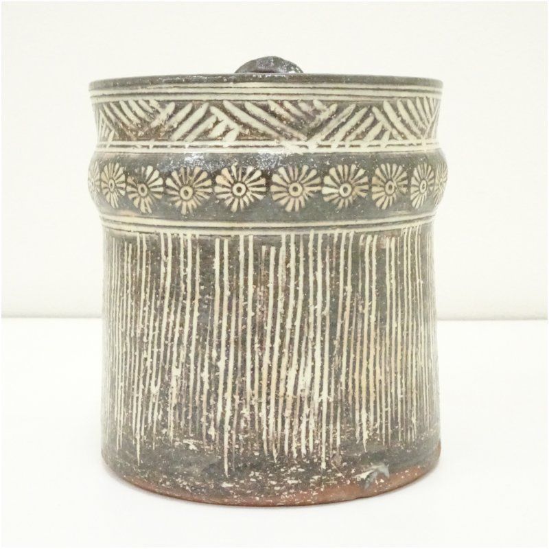 京焼 清和窯造 彫三島写水指 水指し 茶道 茶道具 おしゃれ 水差し 抹茶