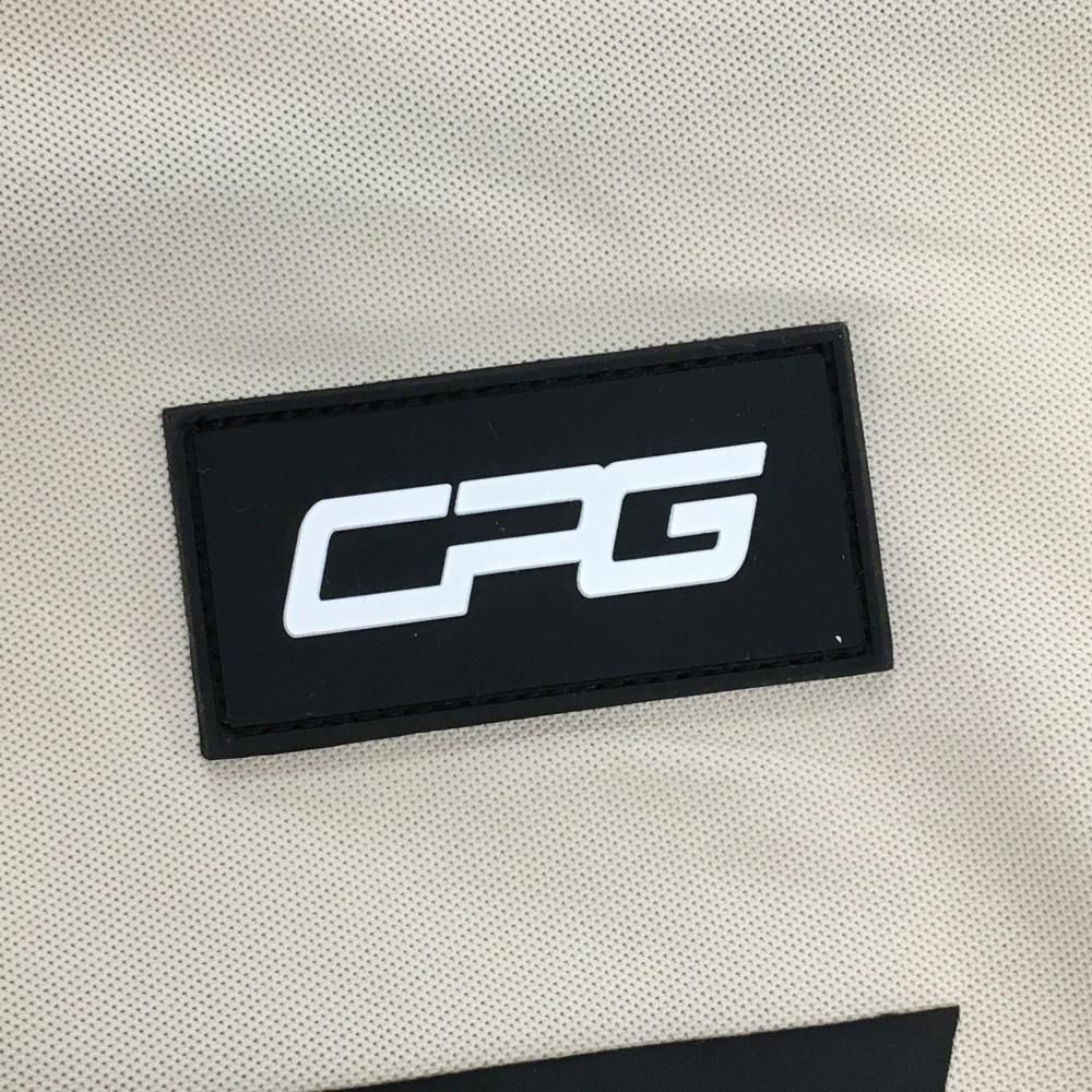 【美品】CPG 半袖ポロシャツ ベージュ×黒 ビッグロゴ  メンズ L ゴルフウェア CPG 美品】CPG 半袖ポロシャツ ベージュ×黒 ビッグロゴ メンズ L