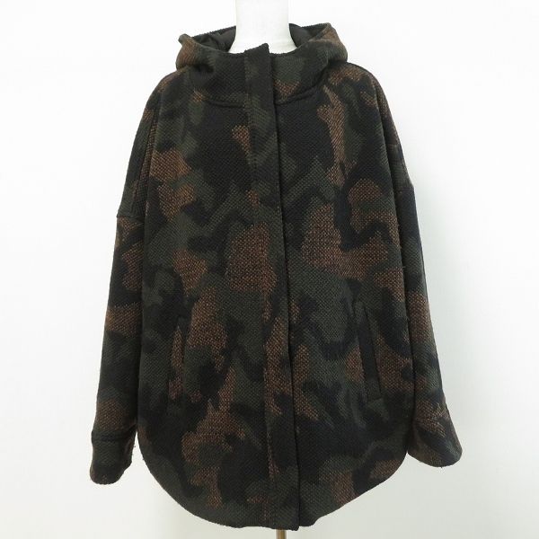 wnc ダーマ DAMA ブルゾン コート ニット 3 黒 茶 カーキ 迷彩柄 ジップアップ フード付き 大きいサイズ レディース 967849