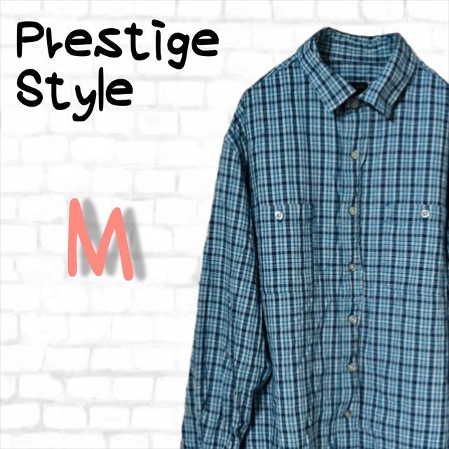 匿名配送】Prestige Style シャツ 長袖 チェック柄 メンズ Ｍ 長袖