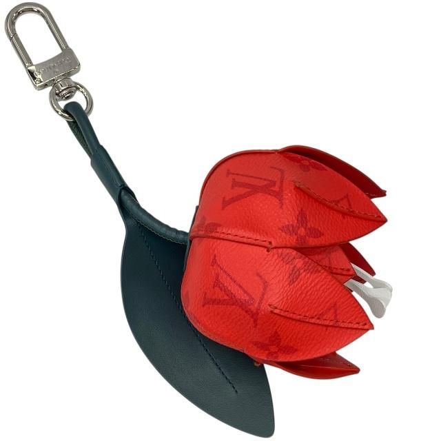 LOUIS VUITTON ルイ ヴィトン MP3388 ビジューサック モノグラム フラワー キーホルダー バッグチャーム レザー レッド