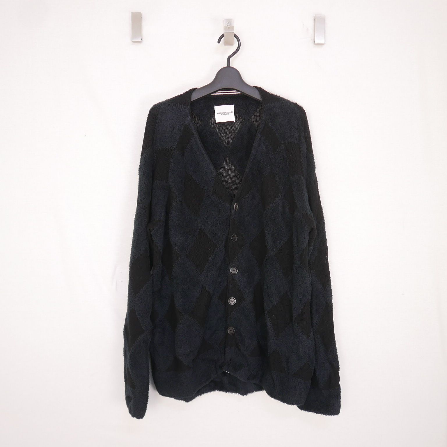 TAKAHIRO MIYASHITA The Soloist. タカヒロミヤシタザソロイスト argyle cardigan メンズ アーガイル  カーディガン BLACK 50 sk.0005SS20