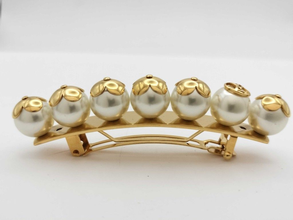 LOUIS VUITTON ルイヴィトン バレッタ ビーマインドフル M68953 ゴールド メタル フェイクパール レディース モノグラム