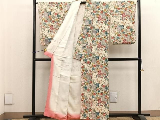 平和屋着物●上質な小紋　花唐草　鬼しぼ縮緬　正絹　逸品　AAAY5602ph 平和屋着物○上質な小紋 花唐草 鬼しぼ縮緬 正絹 逸品 AAAY5602ph