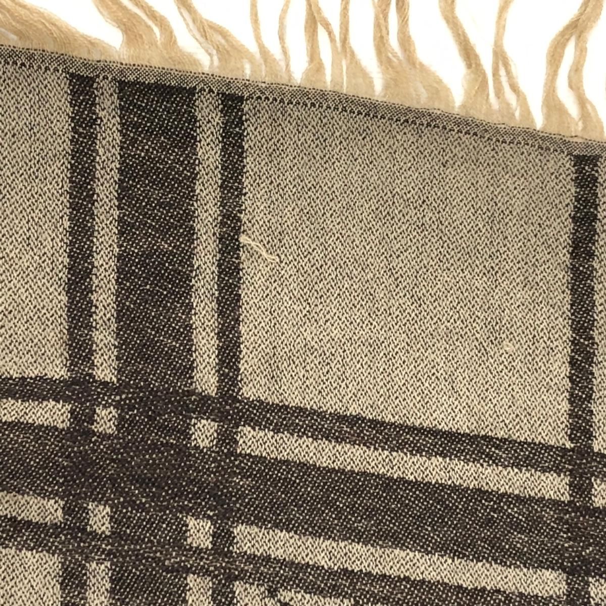 GUCCI グッチ 大判ストール ファー付 GG柄 シルク混 ブラウン