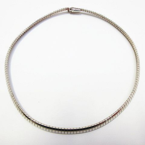 ヴィンテージ シルバー925 オメガチェーン チョーカー ネックレス 34.5cm 24g 925S刻印 アクセサリー レディース E267LF