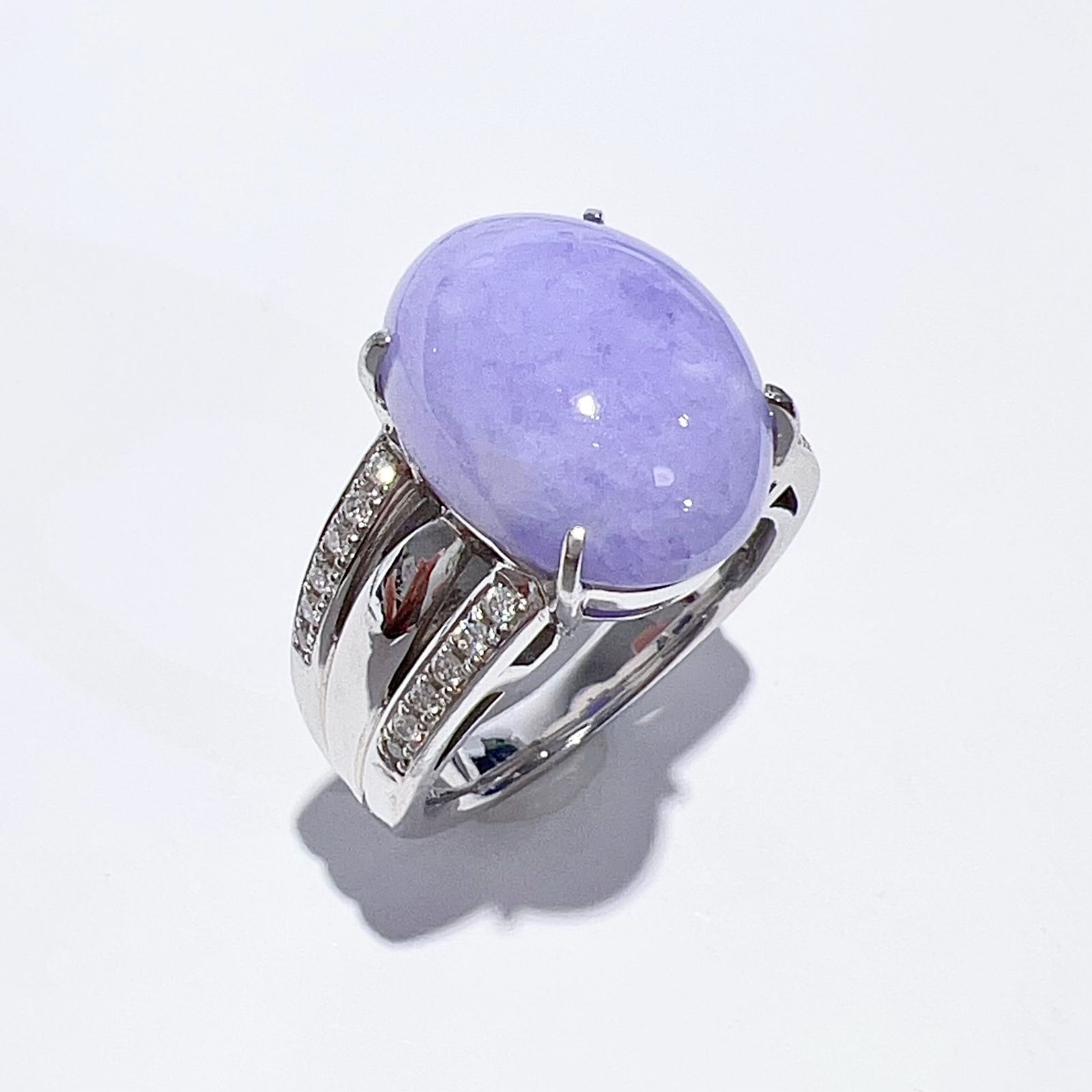 Pt900 天然 翡翠 ラベンダージェイダイト ダイヤ リング 12号 J10.59ct 