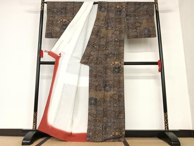 平和屋着物○お召 花尽くし 金彩 健勝苑扱い 正絹 逸品 AAAT0653zg  