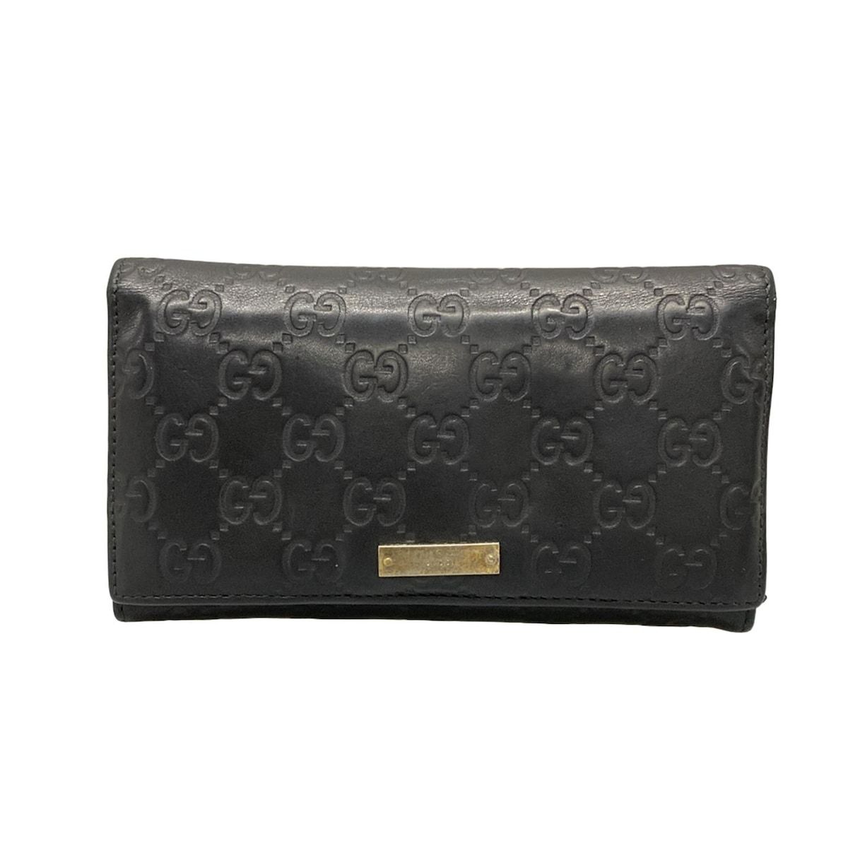 GUCCI グッチ 長財布 シマライン メタルバー 244946 黒 レザー