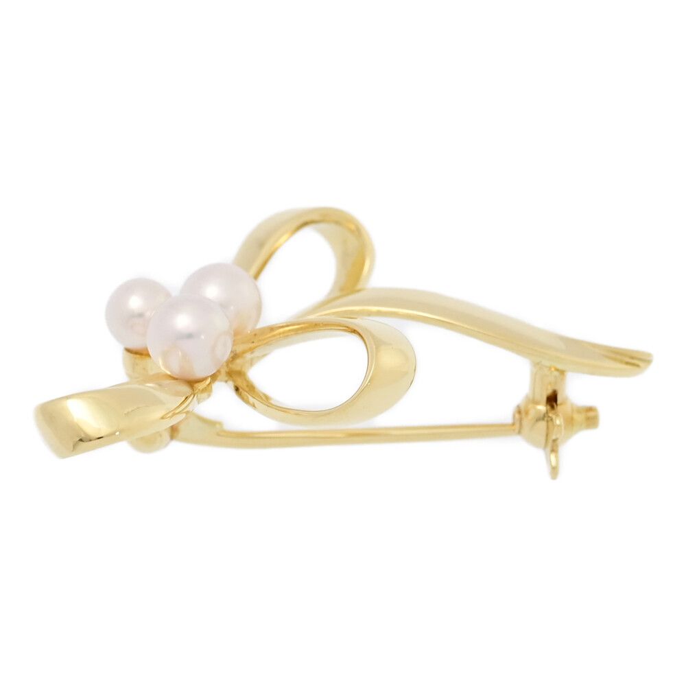 極美品✨MIKIMOTO ミキモト　アコヤパール　ブローチ　フラワー　リボン MIKIMOTO ミキモト リボンモチーフ 3P・アコヤ真珠/Japan Pearl