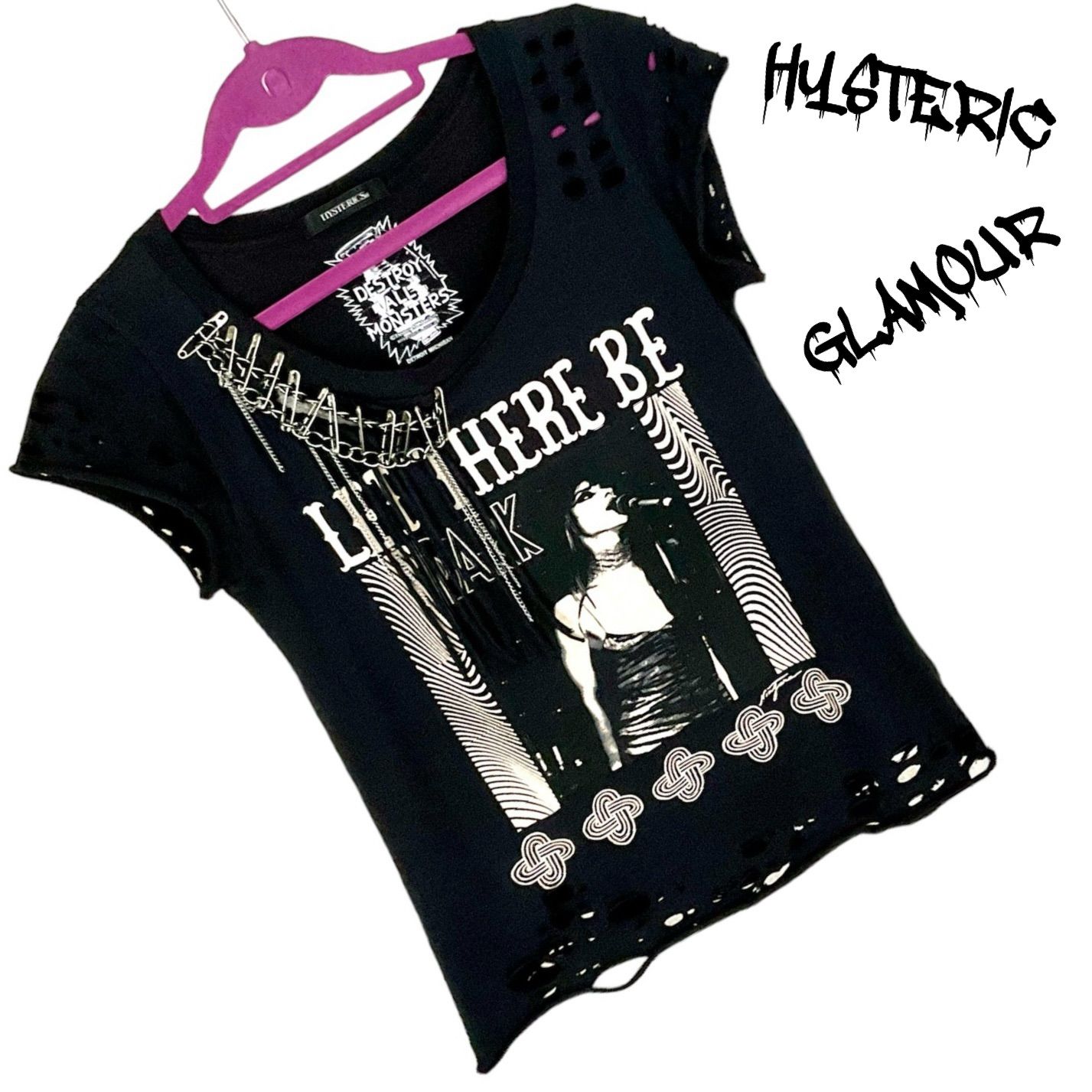 美品]HYSTERIC GLAMOUR カットソー ブラック フリーサイズ