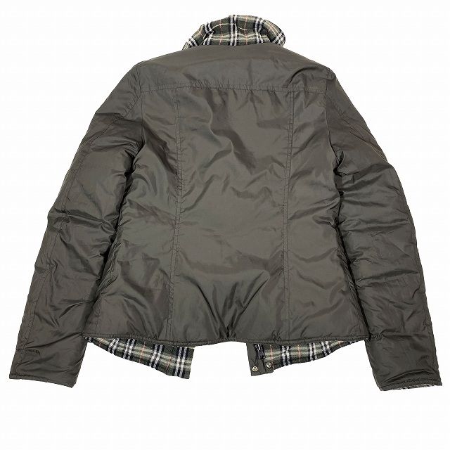 バーバリーブルーレーベル BURBERRY BLUE LABEL ノバチェック柄 リバーシブル 中綿 ジャケット アウター ジップアップ 緑 グリーン  サイズ38 レディース YBA11