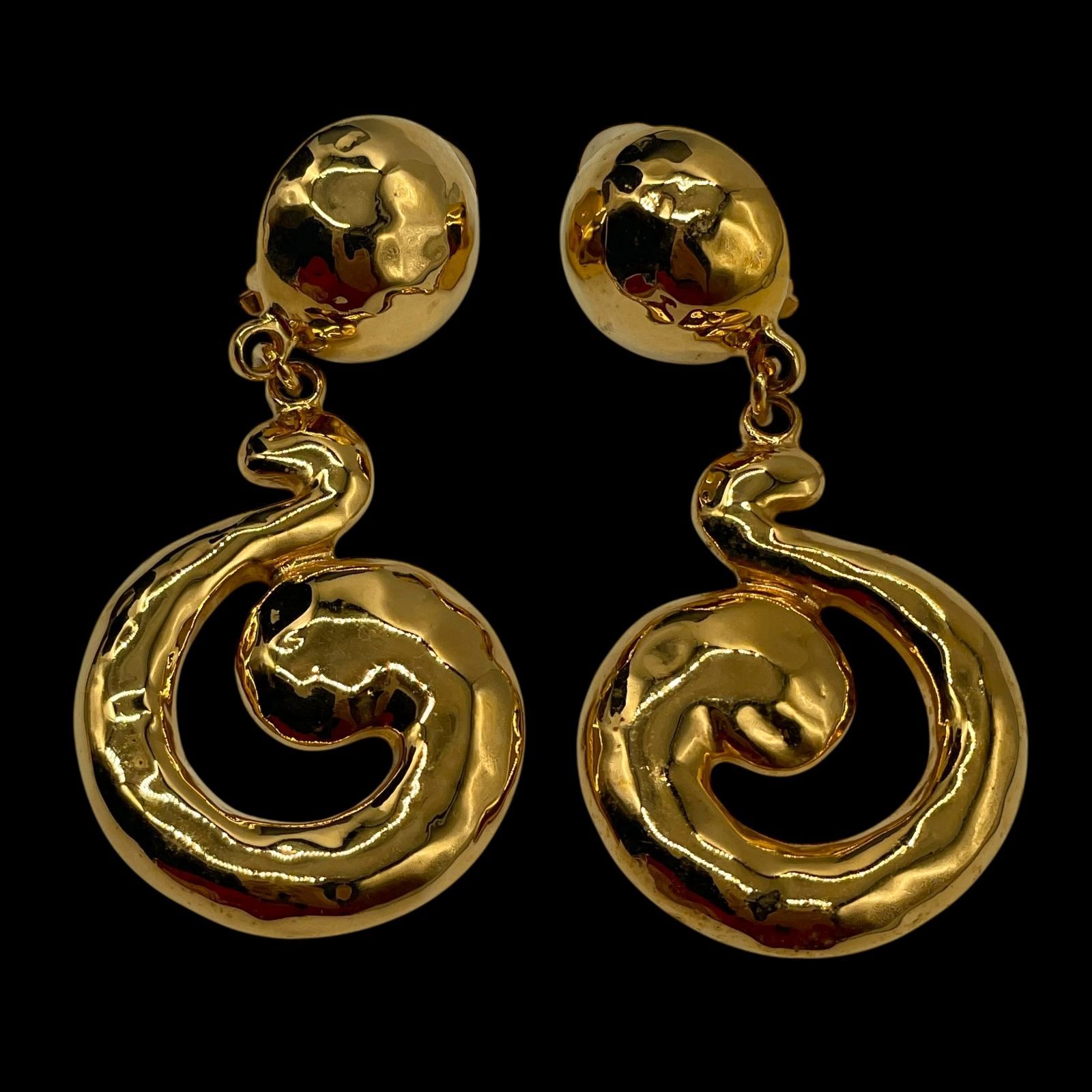 Yves Saint Laurent YSL イヴサンローラン 大ぶり イヤリング 耳飾り ゴールド ジュエリー ヴィンテージ