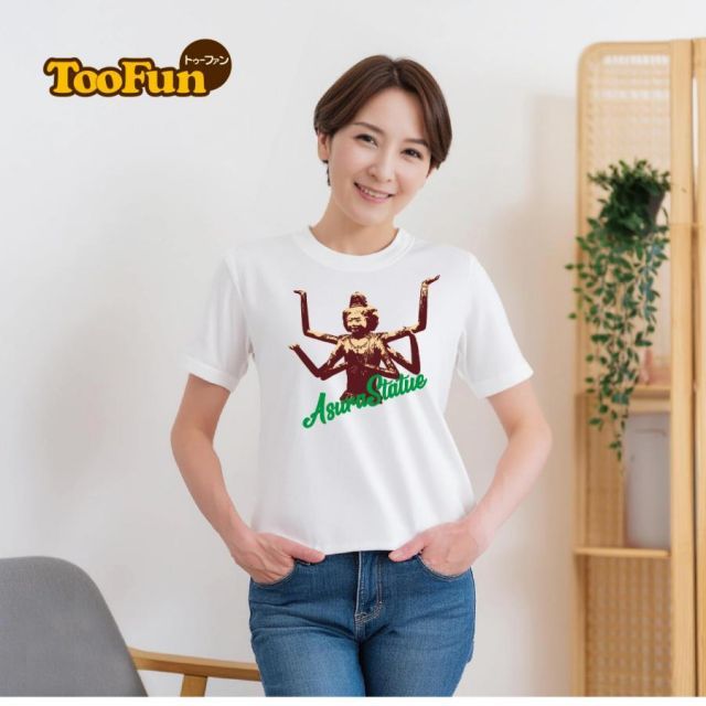[杢グレー/100cmサイズ/フロント（前面）]Tシャツ 半袖　阿修羅　阿修羅像　アシュラ　国宝　仏像　仏女　豊富なカラー　厚手　綿100％
