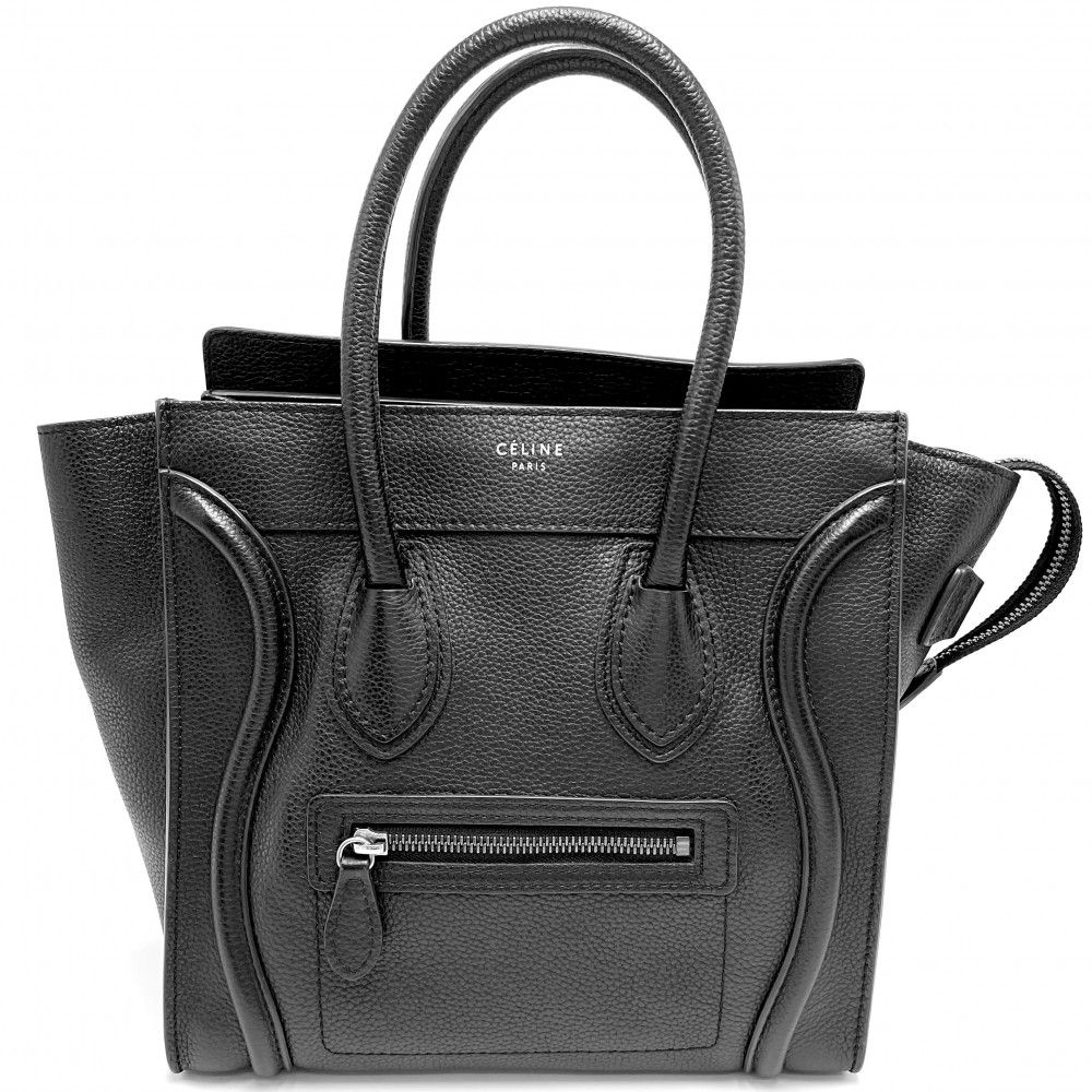 セリーヌ ハンドバッグ レディース ラゲージ マイクロショッパー レザー CELINE 167793 カーフ ブラック 黒 シルバー金具 品