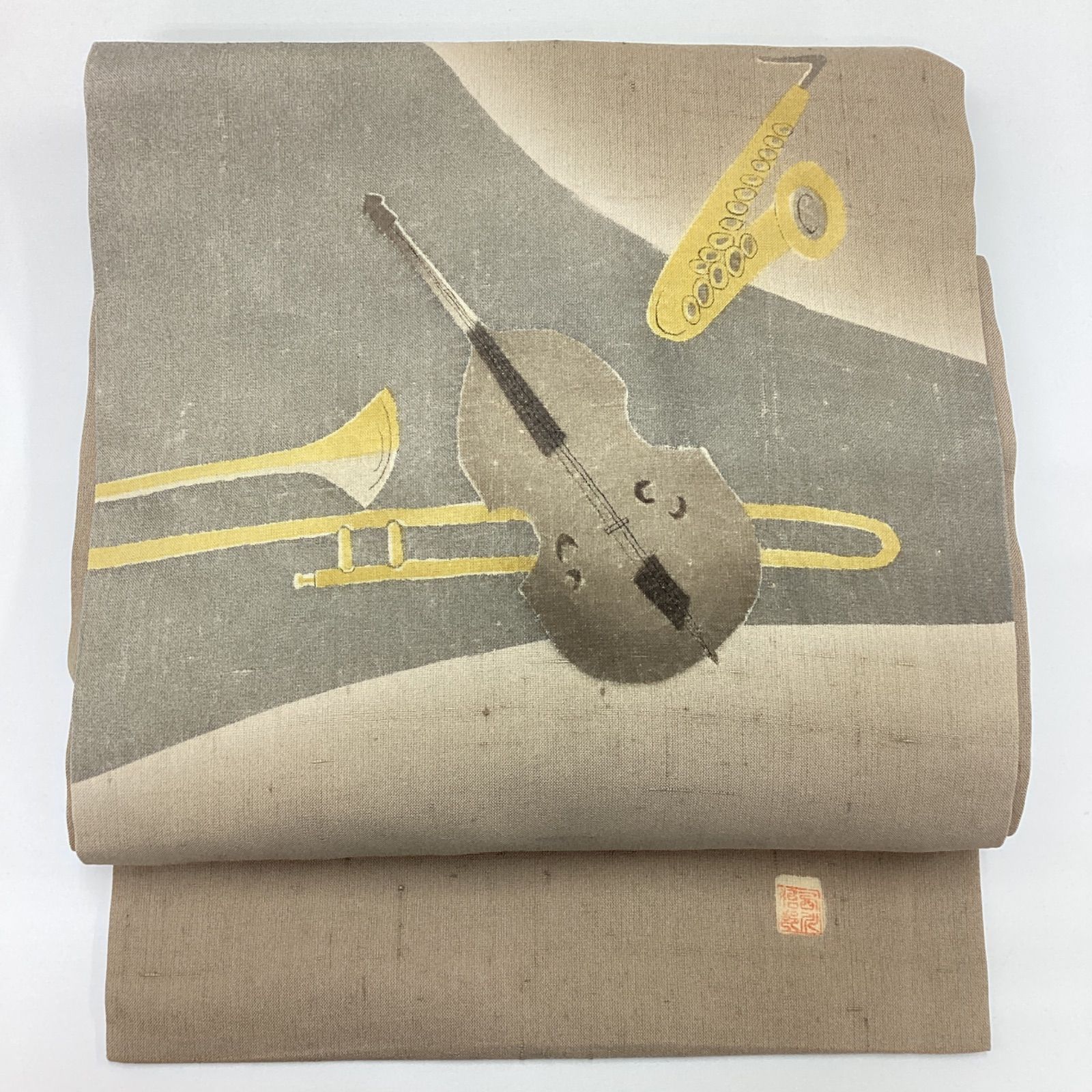 【he-101】名古屋帯 紬 切りばめ模様 九寸 正絹 he-101】名古屋帯 紬 切りばめ模様 九寸 正絹