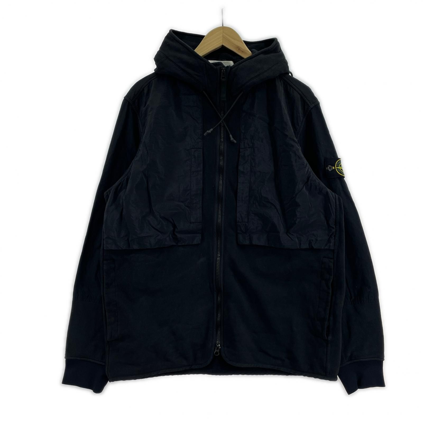 STONE ISLAND ｺｯﾄﾝ ﾌﾘｰｽｼﾞｬｹｯﾄ L ﾌﾞﾗｯｸ