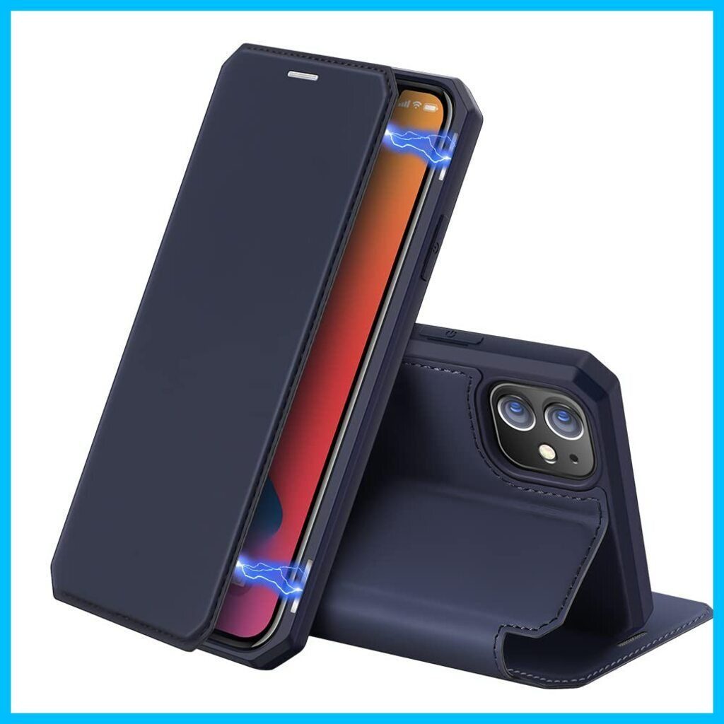 iphone12mini 用 手帳型 高級 PUレザー ス マホケース スタンド機能8P優しくて快適 iPhone 12 mini 手帳 カード収納付き  耐衝撃 色: ブルー サイズ: iPhone 12 mini(5.4)