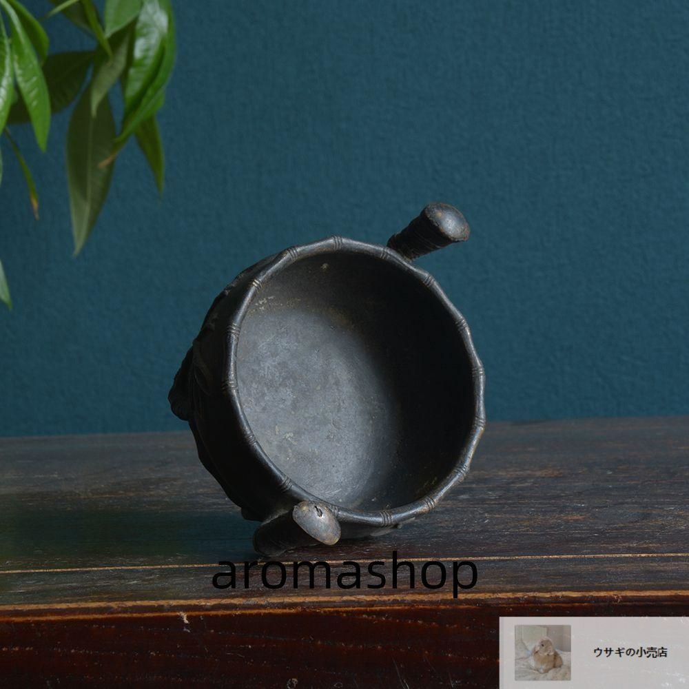 銅炉 香炉【福地洞天】 三足竹節紋香炉 宣徳炉 茶道香道具 工芸品 置物